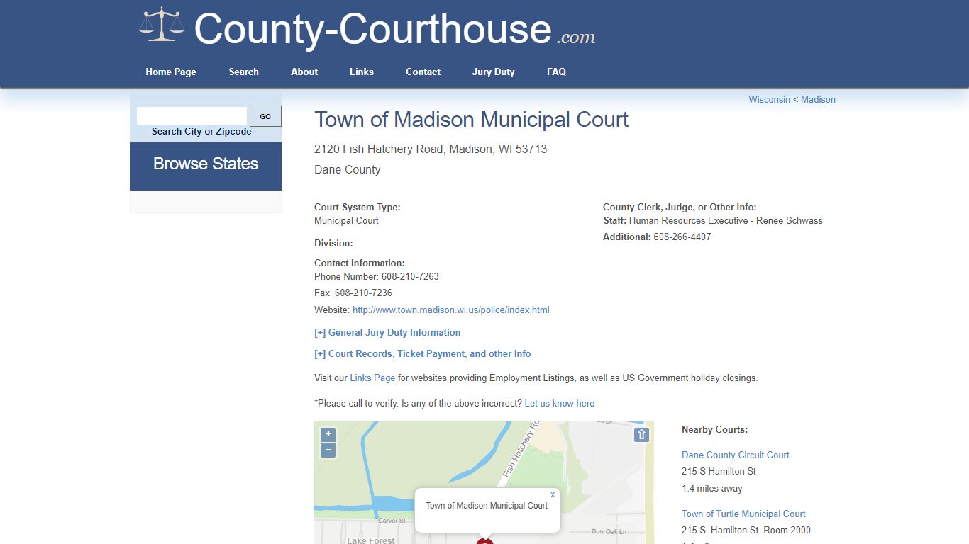 Town of Madison Municipal Court in Madison, WI - Court Information