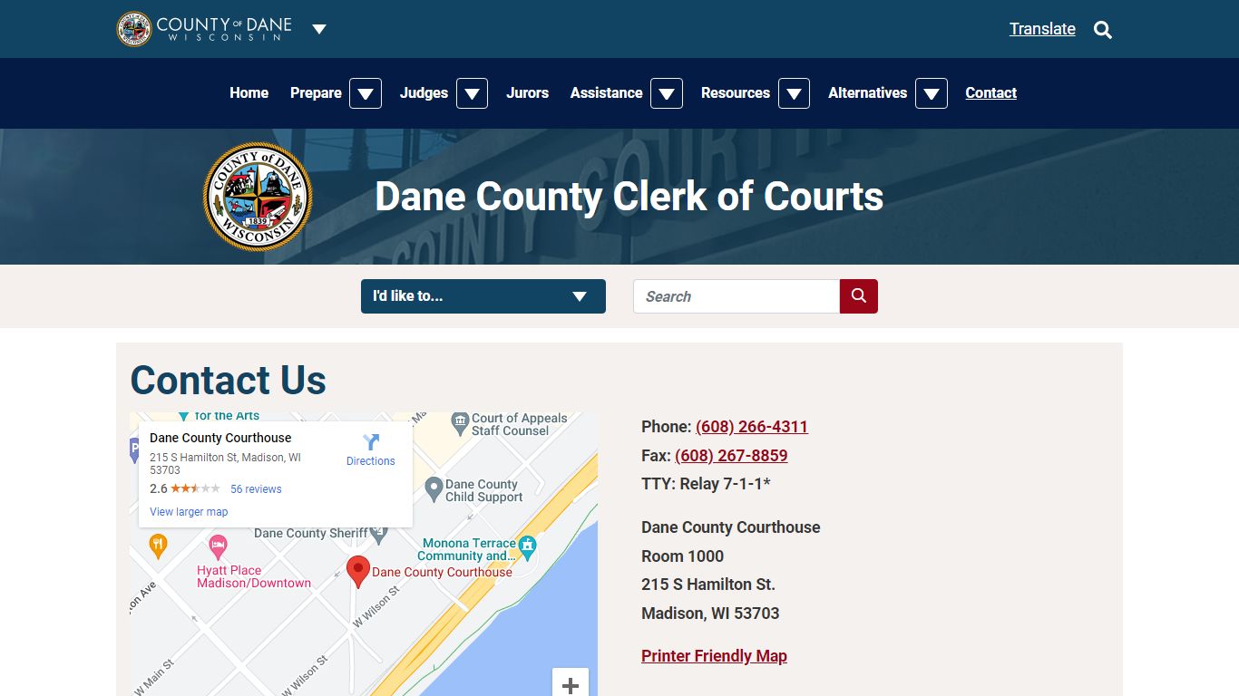 Contact Us | Dane County Clerk of Courts - Dane County, Wisconsin