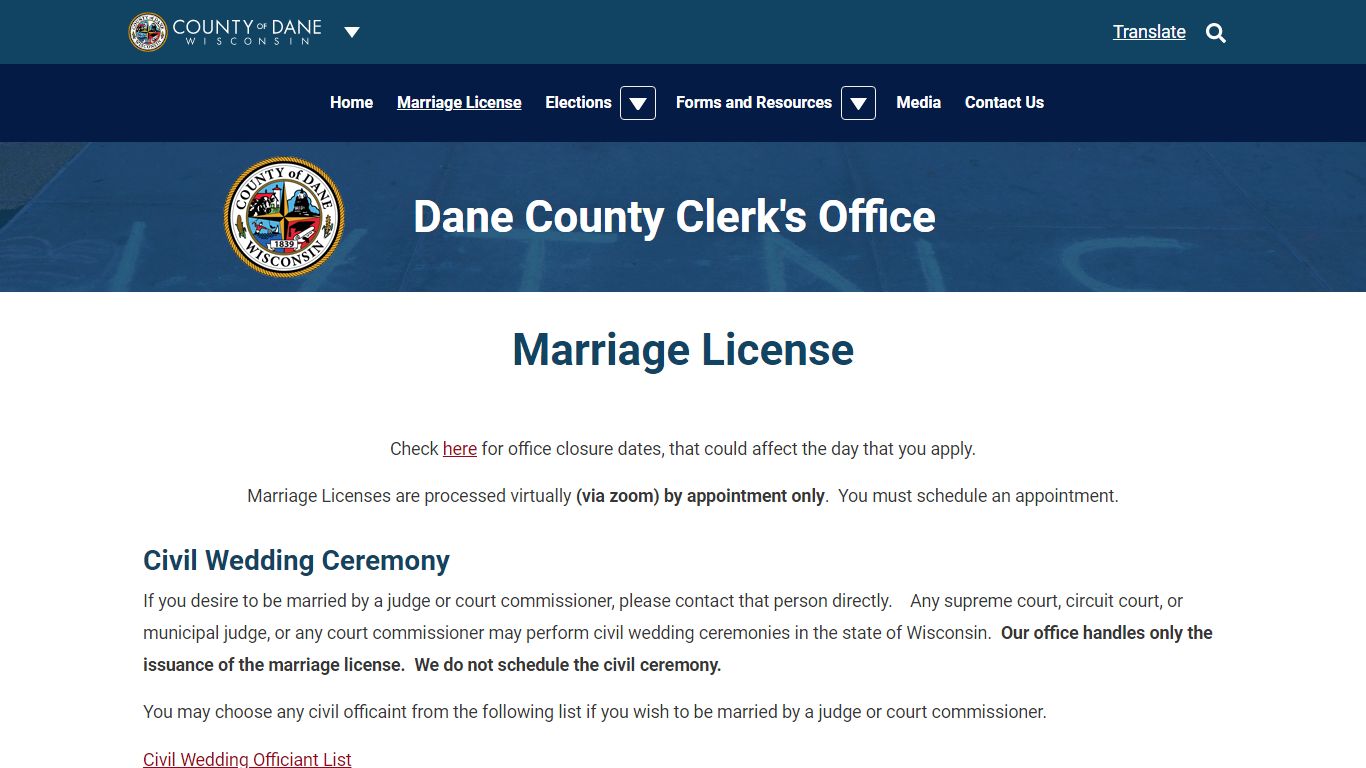 Marriage - Dane County, Wisconsin